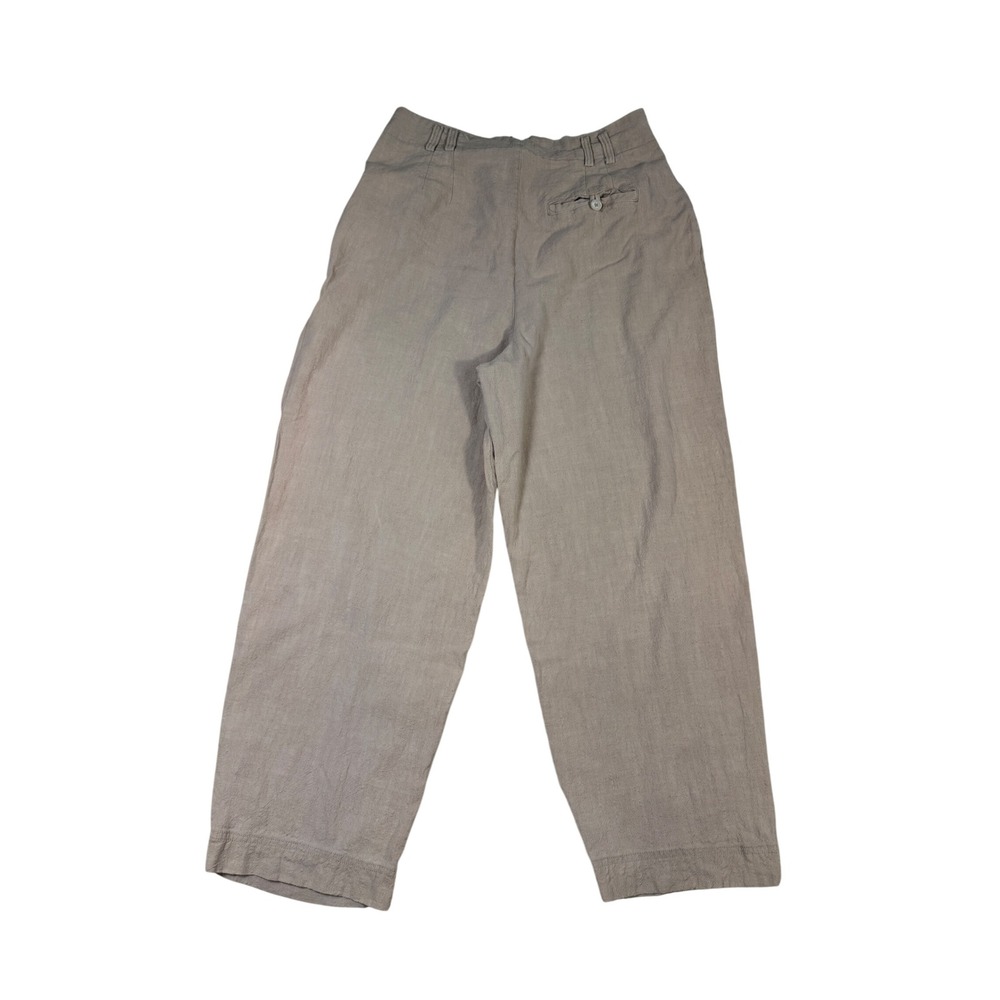 Free People Pleated Wide Leg Linen Blend Trousers Oatmeal Beige pink Size 12 - Picture 3 of 9